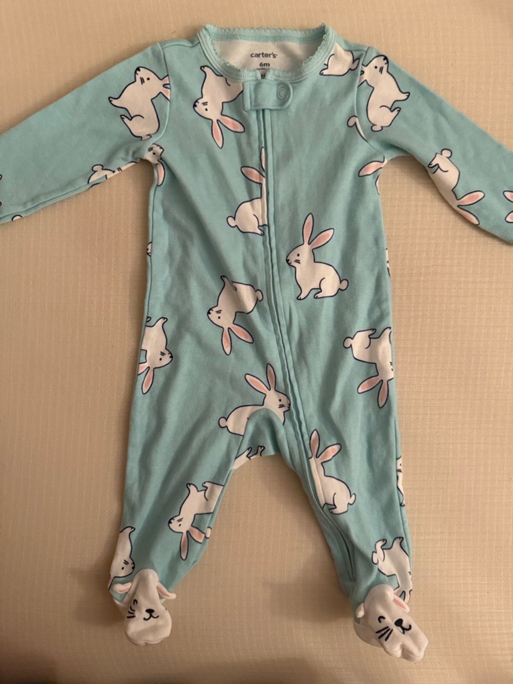 Carter's Light Blue Bunny Footed One-Piece
